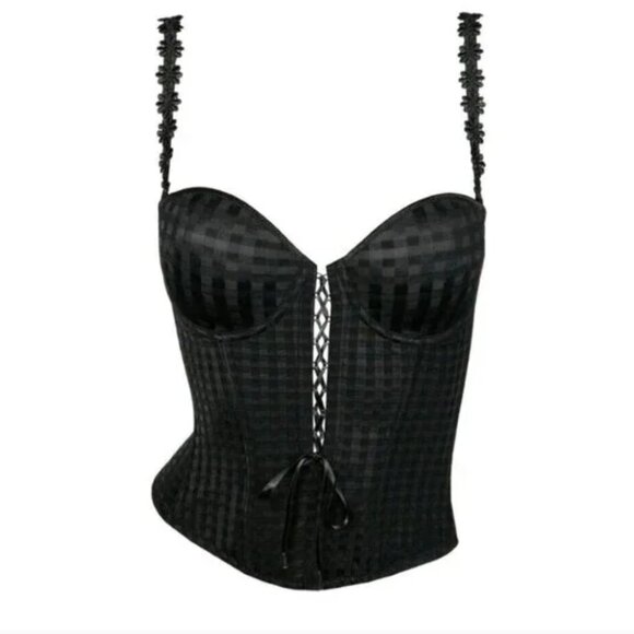 Marie Jo Basque Black Sexy Corset Convertible Lace Up Top 34 B/C - Picture 11 of 11